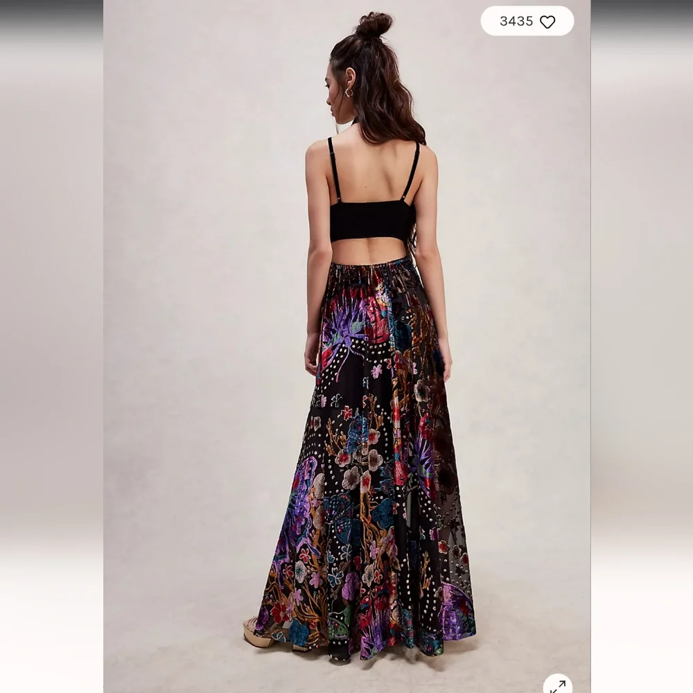 Free People Butterfly Wishes Velvet Maxi Dress - Picture 2 of 8